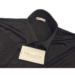 NWT Collars & Co. Men’s Large Black Check Dress Collar Polo Shirt Performance